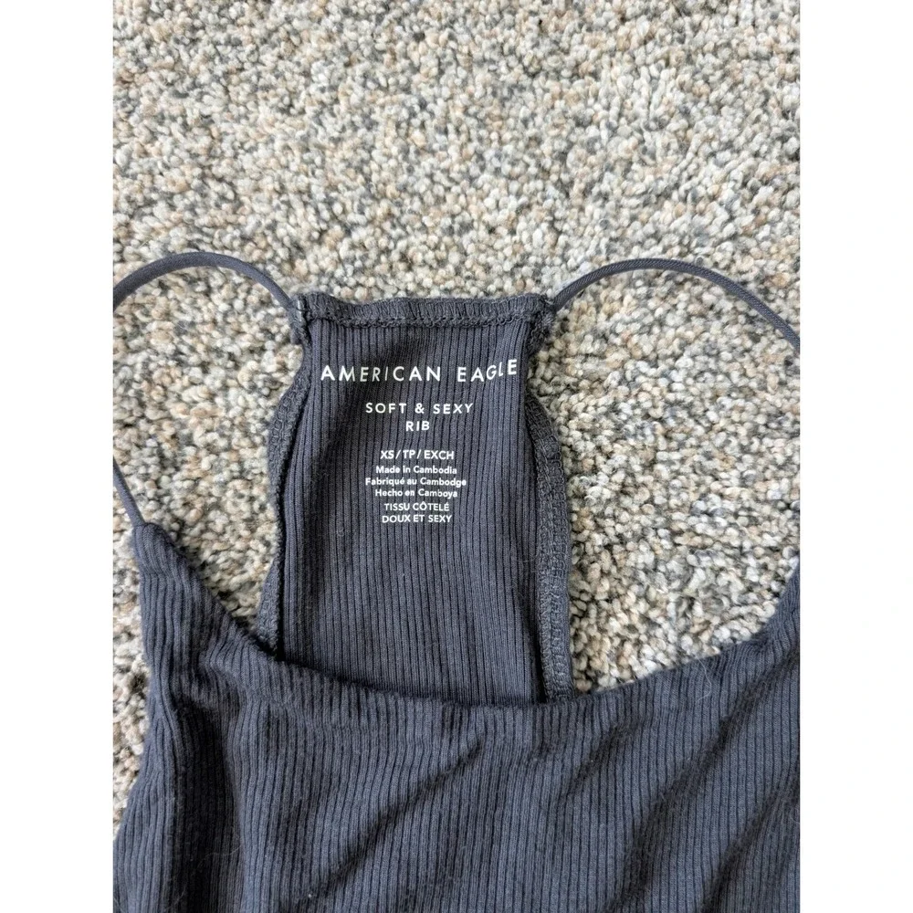 American Eagle Outfitters Ribbed Tank Top Soft Sexy Black‎ XS - Picture 3 of 4